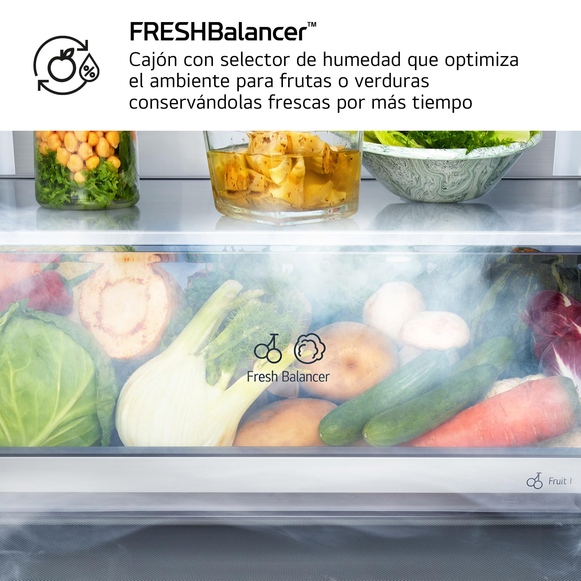 LG GBBS716AMB - Frigorífico Combi DoorCooling+, 1,86m, Clasificación A, Serie 700, Capacidad de 333l, Acero texturizado antihuellas
