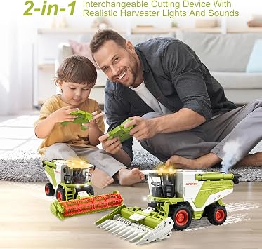RC Combine Harvester Toy Remote Controlled Combine Harvester Tractor Large with Spray Light and Sound 2.4 GHz 1:24 Corn Shredder Party Gifts for Children from 3 4 5 6 Years