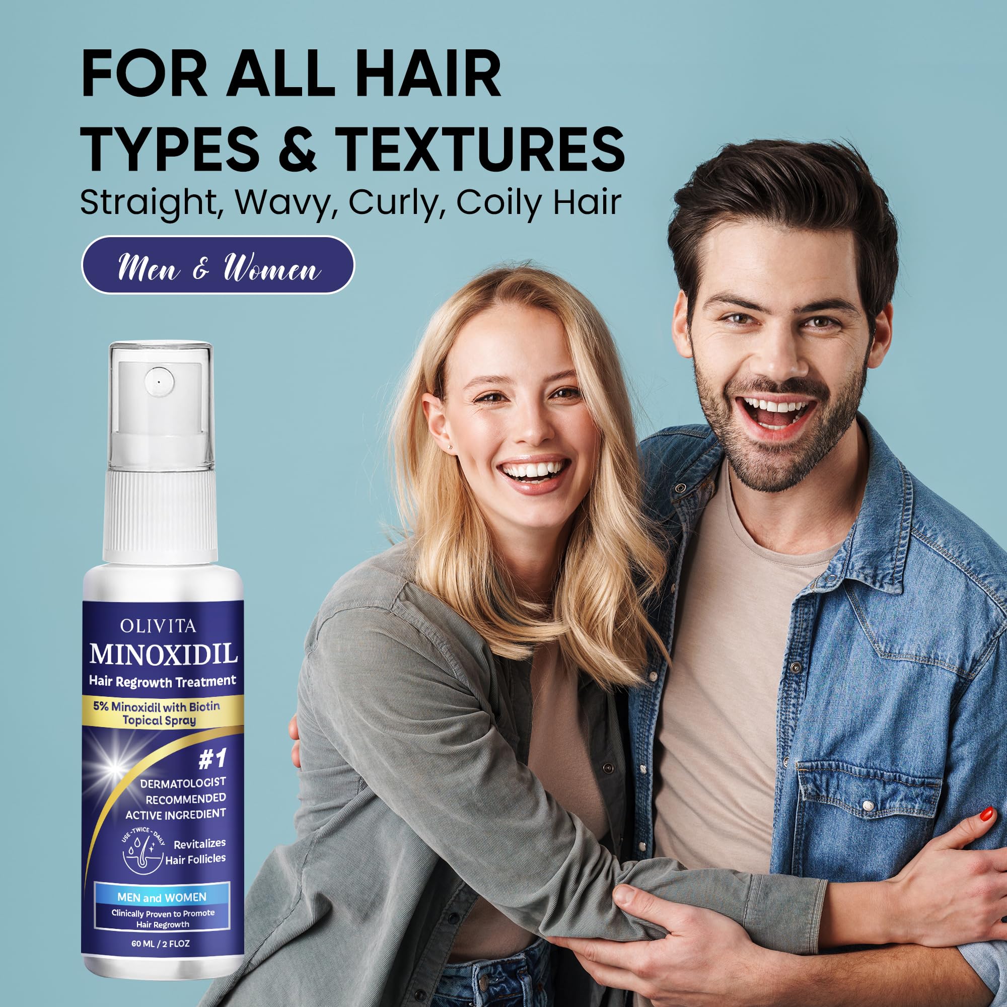 5% Minoxidil for Men and Women Hair Growth: Minoxidil Spray Hair Regrowth Treatment Serum with Biotin & Rosemary -Stop Hair Thinning and Hair Loss For Stronger Thicker Longer Hair