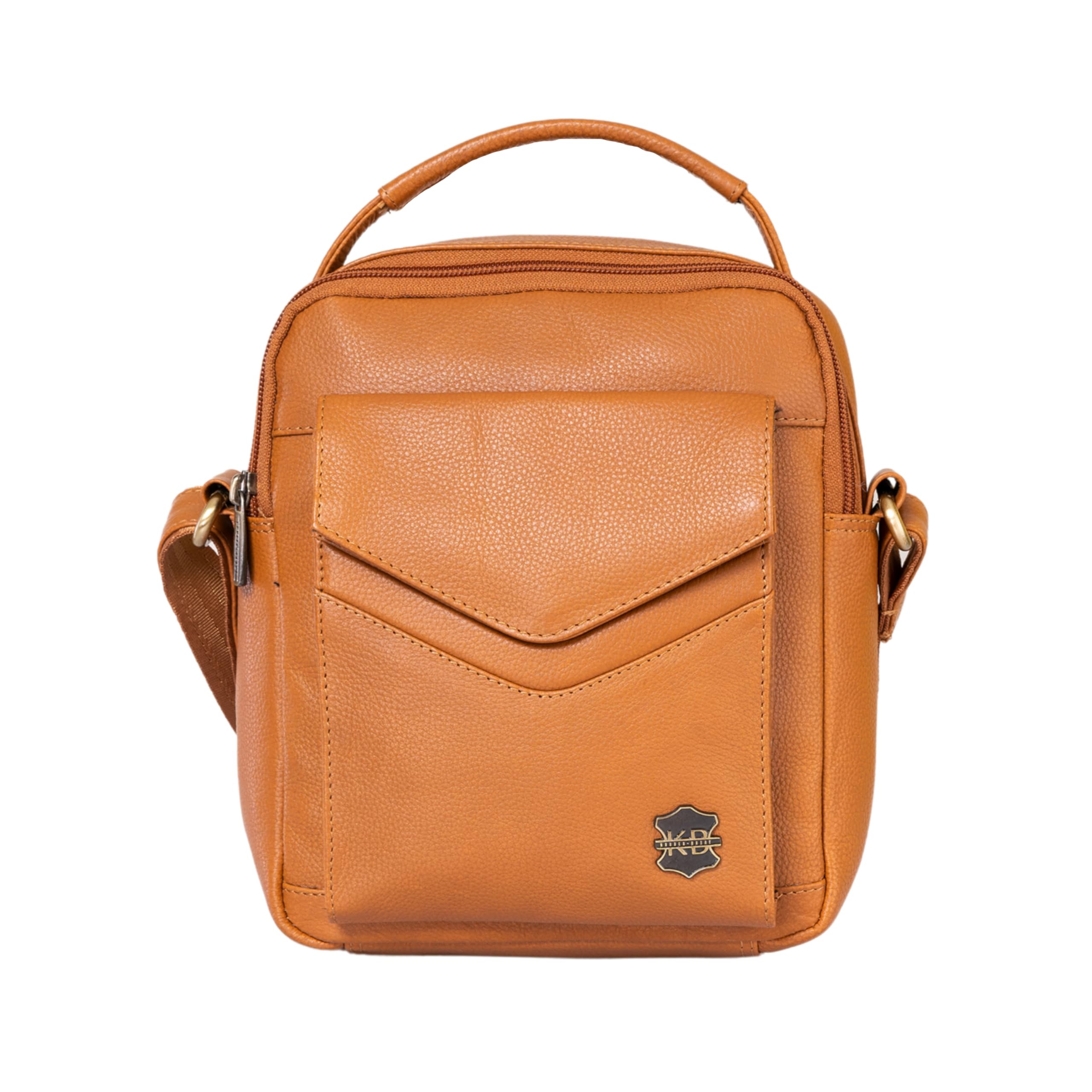 kruger-brent Ukizo Genuine Leather Men Women Messenger Sling Bag with Wrist Handle | Multipurpose Cross-Body Bag For Travel, Work & College | Adjustable Strap-picture-20