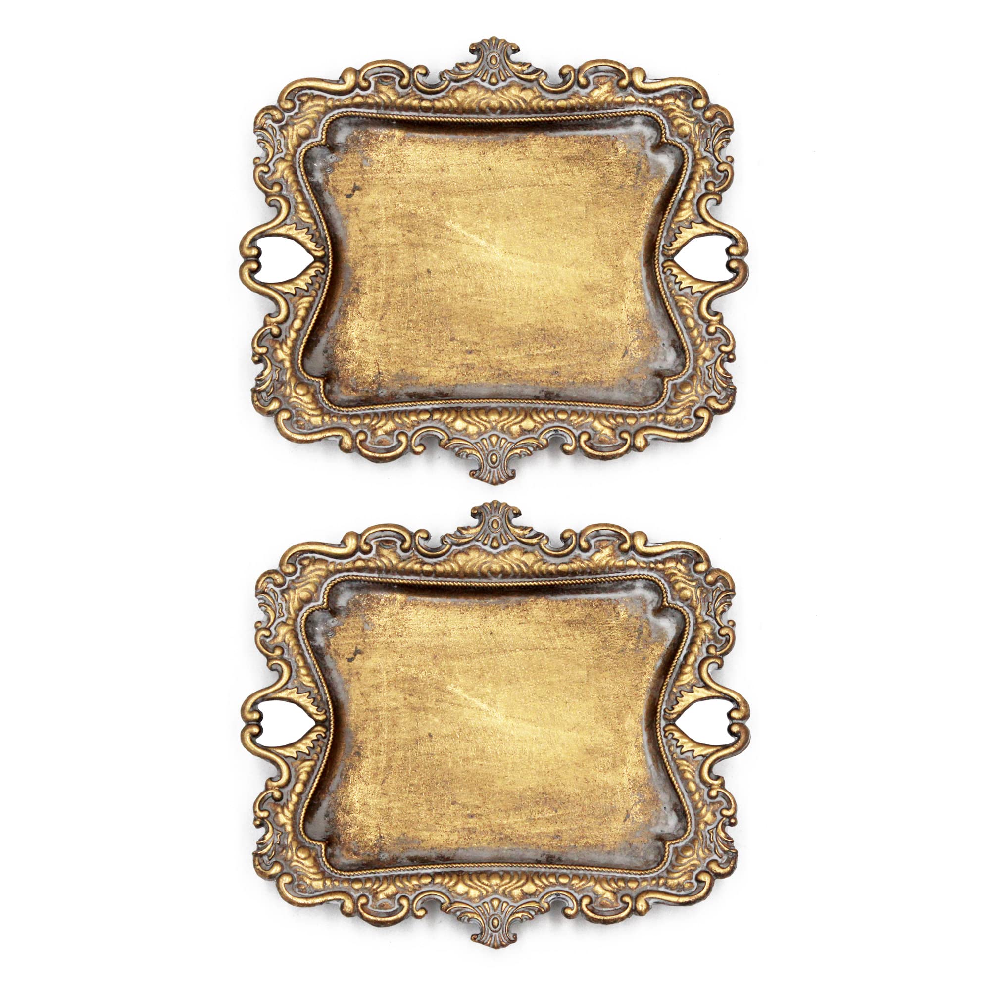 2 PACK Vintage Small Gold Ring Dish, Birthday & Wedding Gifts for Women,Wedding Ring Tray- 5.3 x 4.5 inches