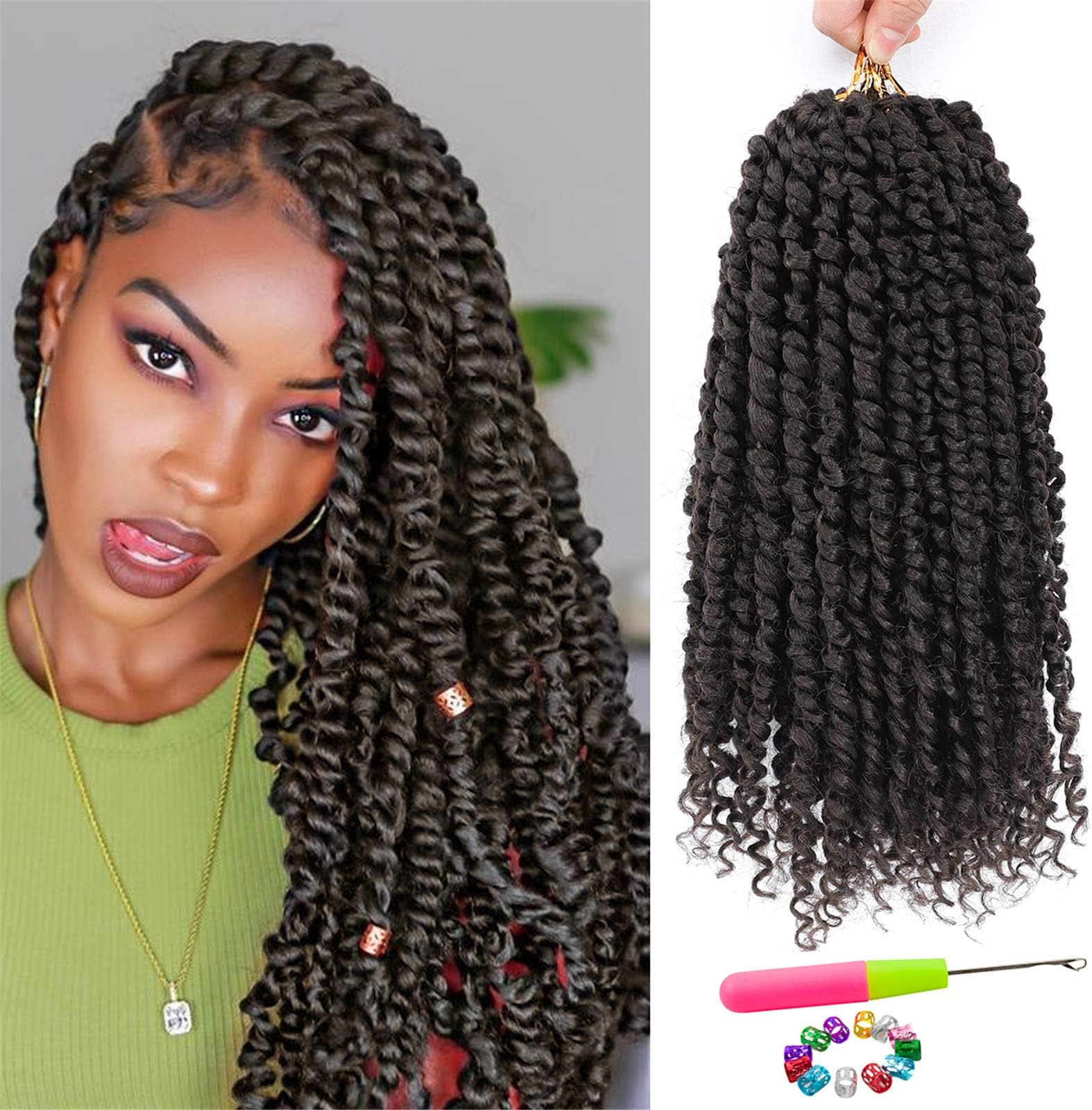 Passion Twist Hair - 8 Packs 12 Inch Passion Twist Crochet Hair For Black Women, Crochet Pretwisted Curly Hair Passion Twists Synthetic Braiding Hair Extensions (12 Inch 8 Packs, #4)