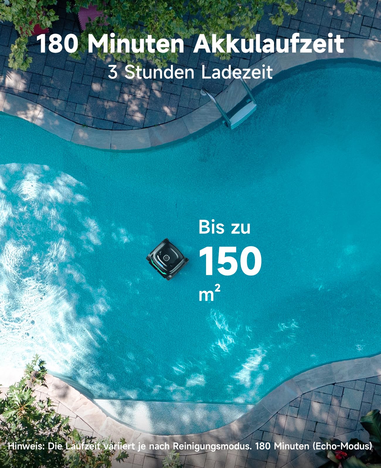 WYBOT C2 – Kabelloser Akku Poolroboter Mit 3 Motoren, Doppelfiltration, Reinigt Boden, Wand & Wasserlinie, 180 Min Laufzeit, Für Pools Bis 150㎡, App-Steuerung(Nebelgrün-Grün)