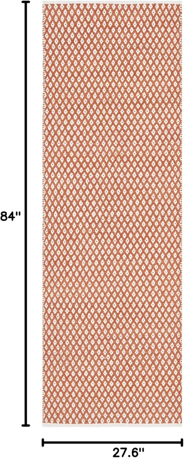 SAFAVIEH Boston Collection 2'3" x 7' Orange BOS685C Handmade Flatweave Cotton Runner Rug