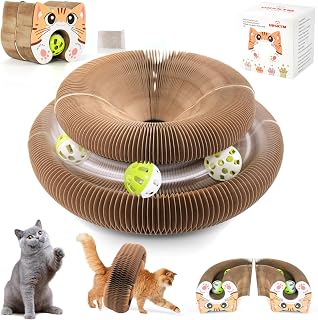 2PCS Kitty Kurls Cat Scratcher Toy, Magic Organ Cardboard Cat Toy, Orange | Upgraded-Magnetic, Mental & Physical Exercise, Multi-Shape Flip, Interactive Cardboard Cat Toy for Indoor Kitten/Cats, S