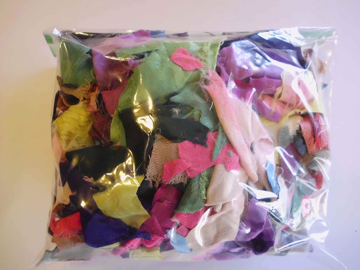 Multicolor Silk Fabric Remnant Scrap Pieces for Felting and Crafting