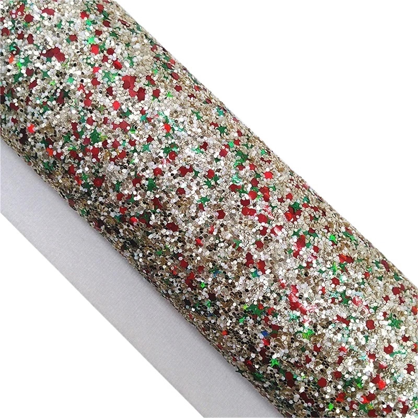 Sparkle PU Leather Fabric Chunky Glitter Faux Vinyl Fabric with Felt Backing Leather Sheets for Earrings Bows DIY Craft 21X29CM