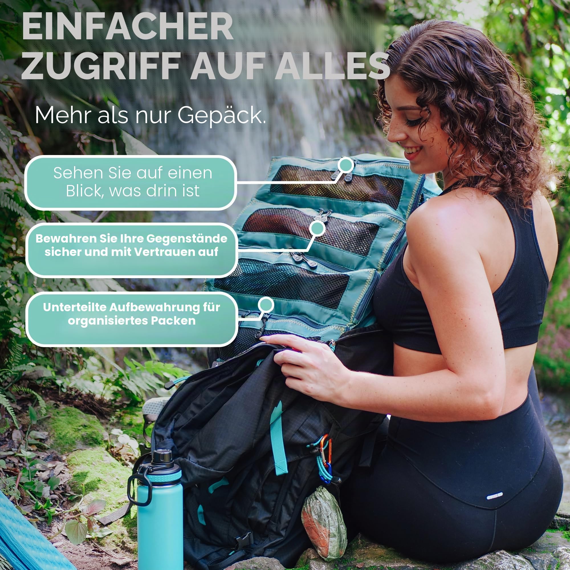 Pack Gear Koffer-Organizer zum Aufhängen, Reiseutensilien, Faltbare Packwürfel, groß oder Handgepäck, Regal-Organizer für Schrank (grün) (XL)