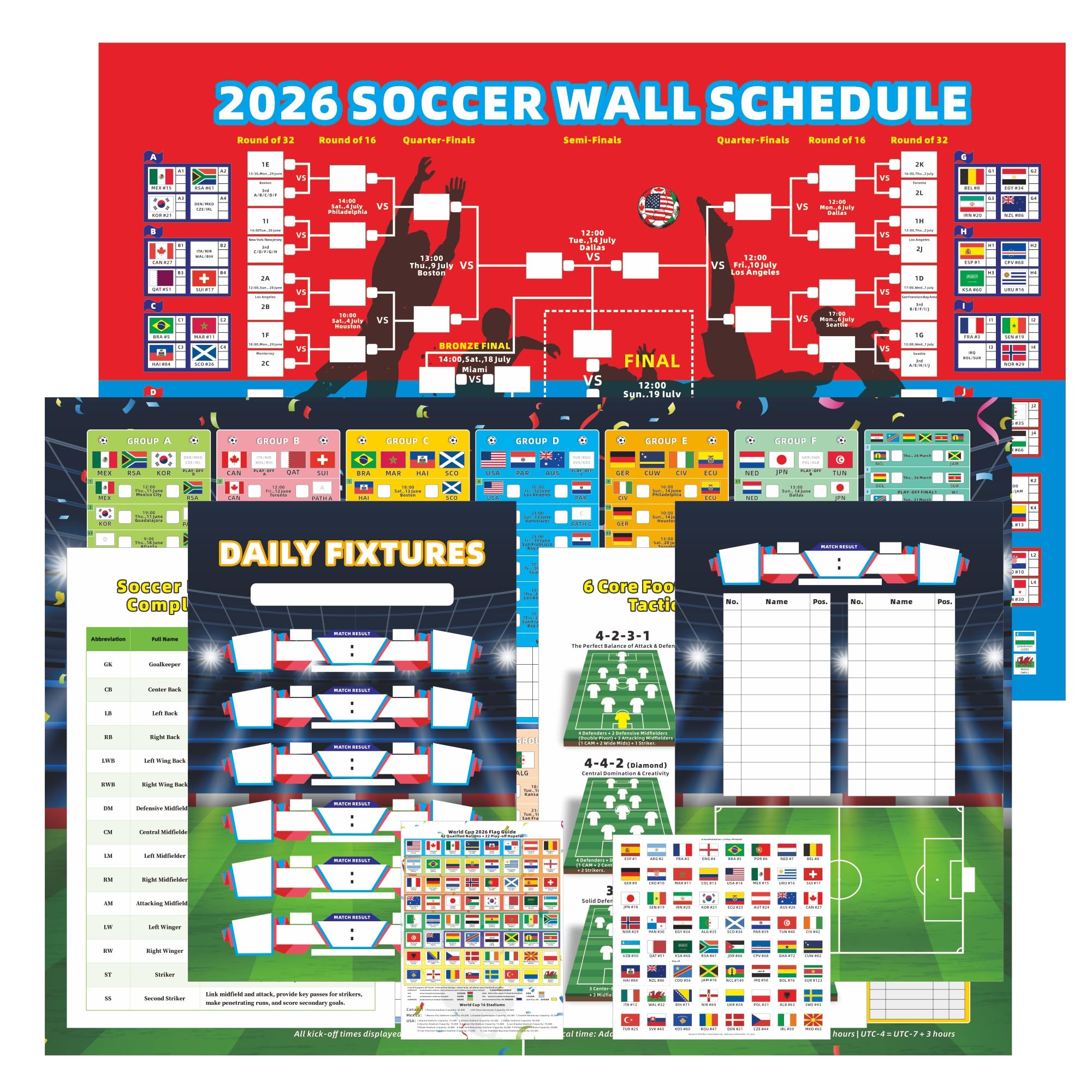 Amazon.co.jp: Noare 2026 World Cup 8-in-1 サッカーポスターセット