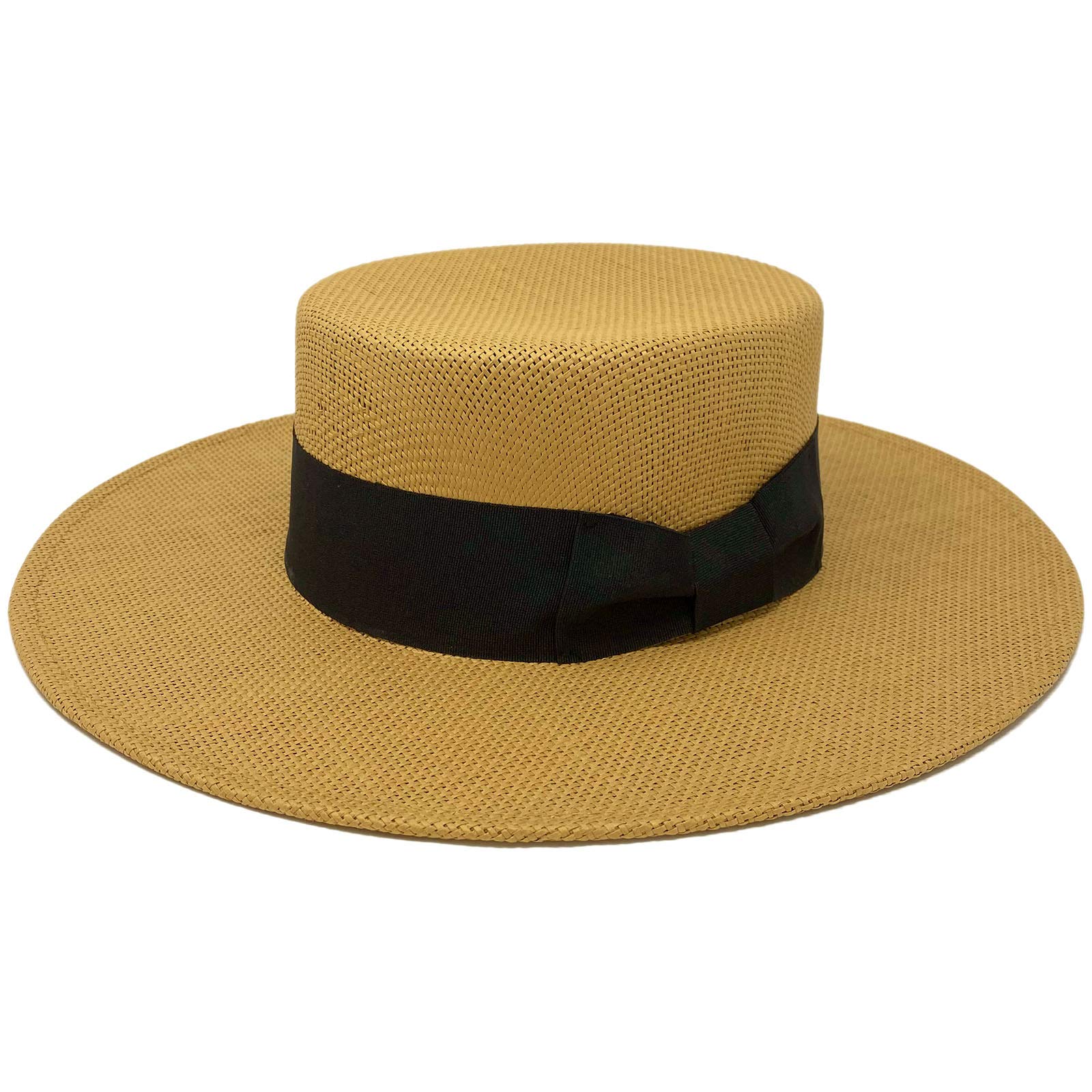 Men's Everyday Light Summer Wide Boater Gamble Porkpie Derby Fedora Sun Hat (Boater Brown)