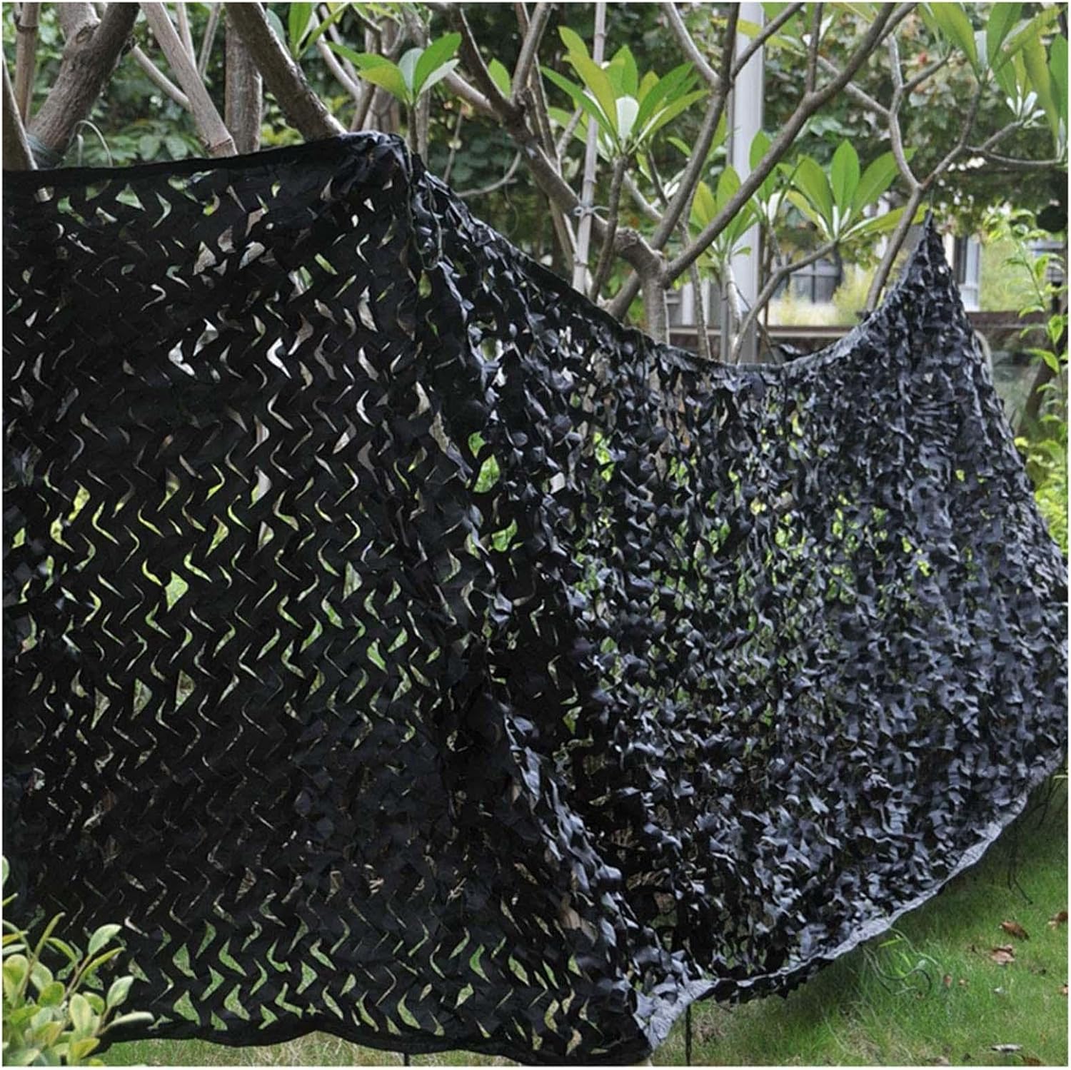 Camouflage Netting Black 2×2m 2×3m 2×4m 3×3m 3×4m 4×6m,Sunscreen Camo Netting,Military Net,Camping,Hunting,Shade Decorative Net,Army Reinforced Camouflage Net,Car Cover,Black-2.5×4m(8.2*13.1ft)