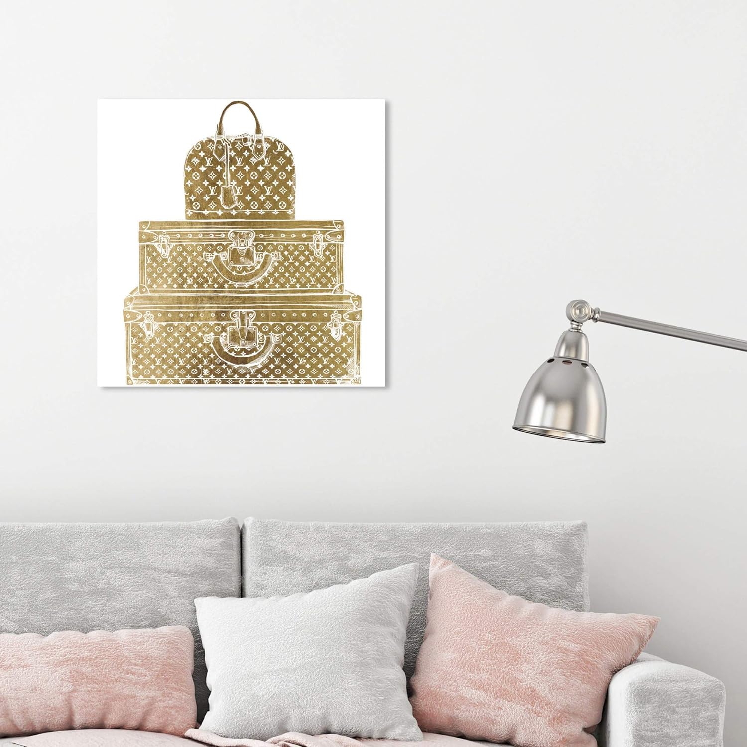 The Oliver Gal Artist Co. Fashion and Glam Wall Art Canvas Prints 'Royal Bag and Luggage Gold Diecut'