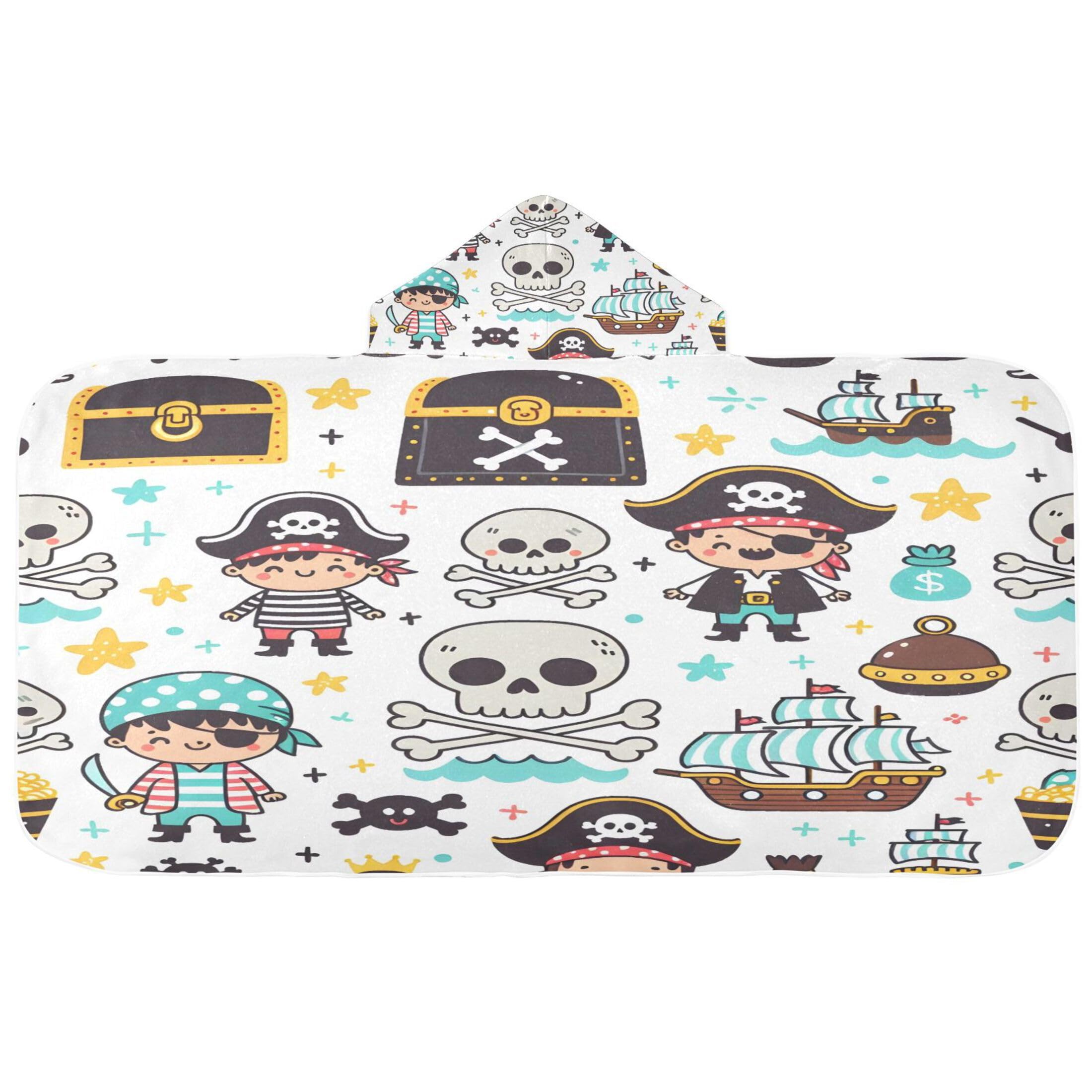 Fuauuyl Cartoon Pirates Hooded Baby Bath Towel Soft & Breathable Towel for Newborns Infants Toddlers, Nursery Essential
