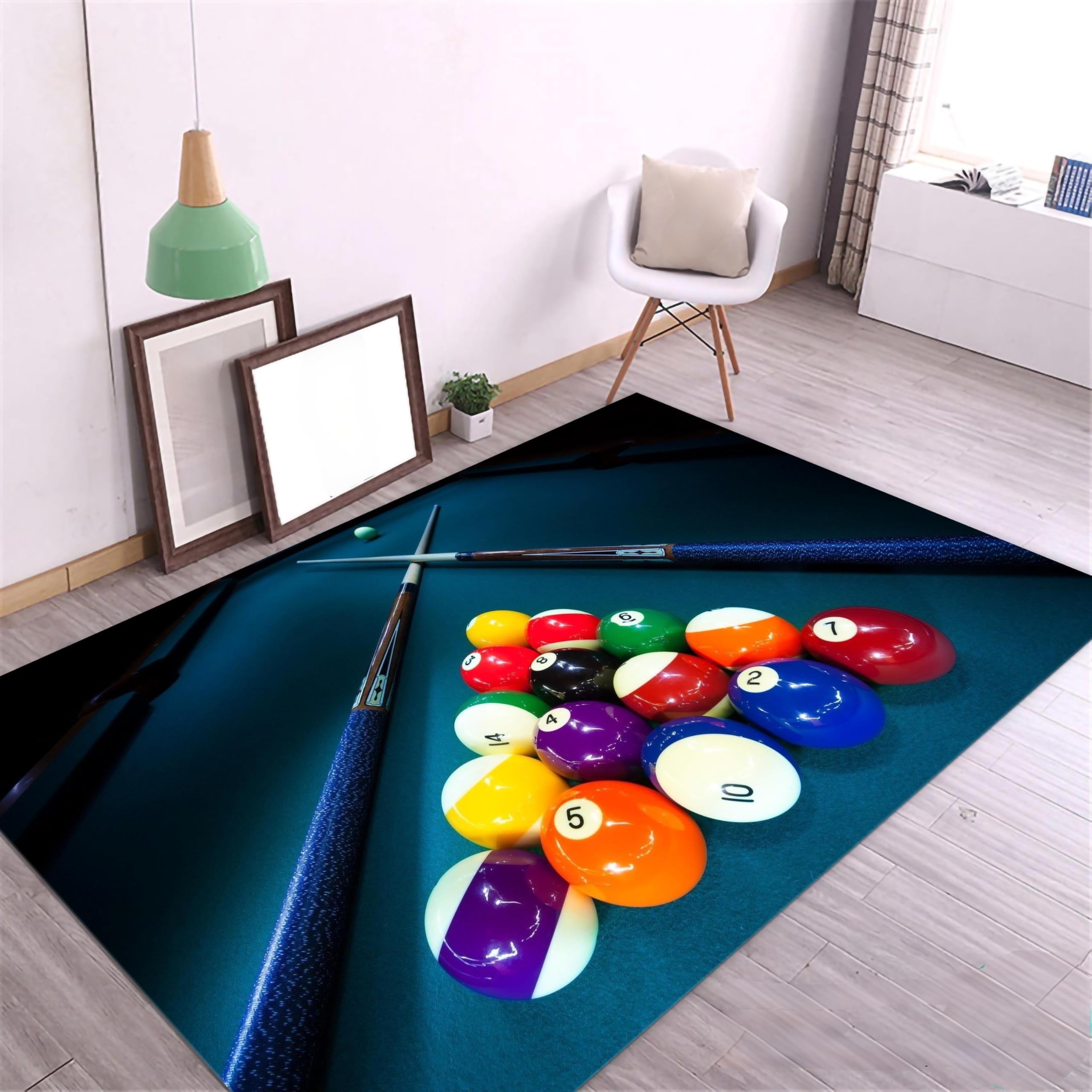 Bycmuoz Billiards Area Rugs, 120x180cm, Snooker Billiards Competition Billiard Table Indoor Carpet, Home Decor Machine Washable Throw Mat, Easy Clean Breathable Carpets for Office Bedside