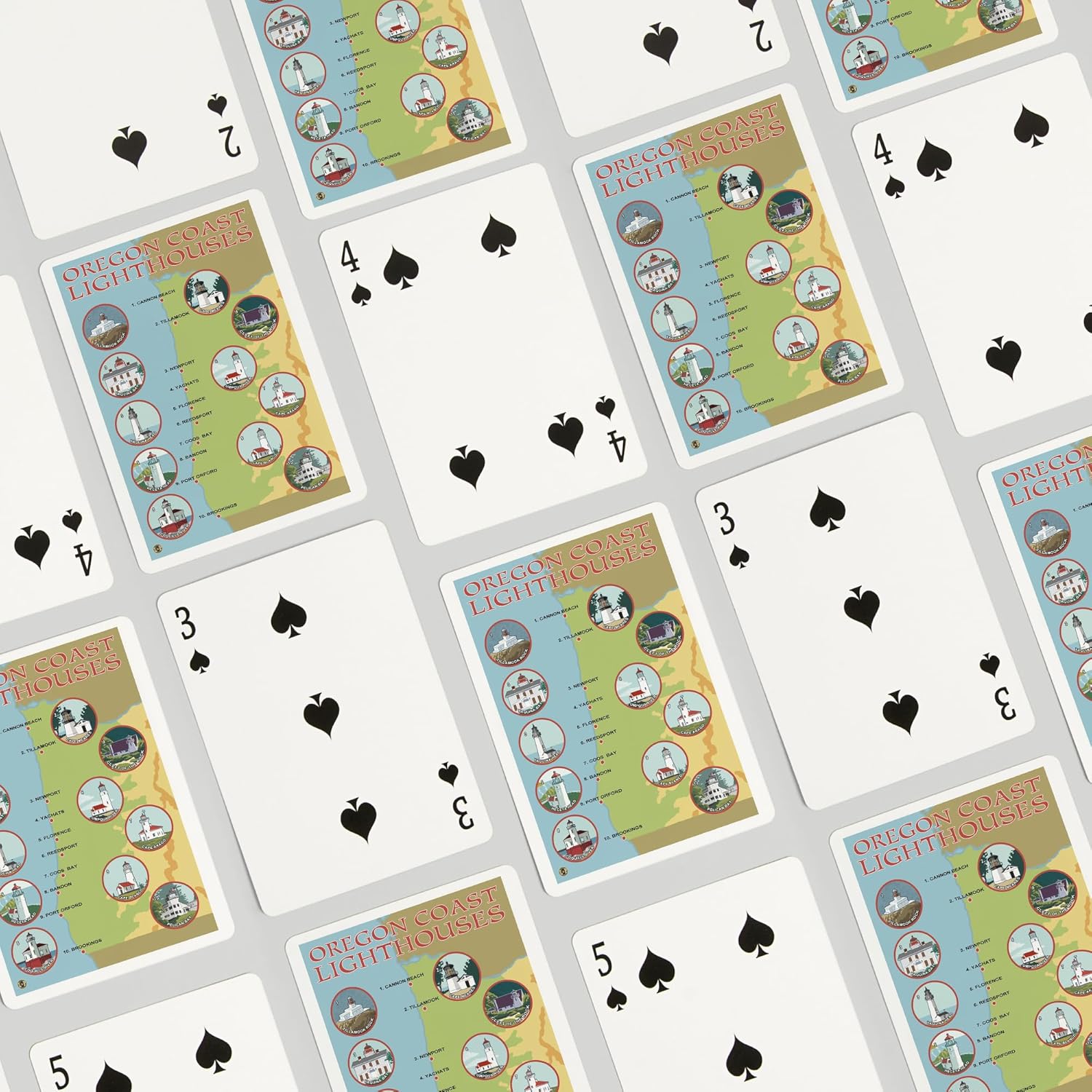 Lantern Press Oregon Coast Lighthouses, 52 Playing Cards for Adults, Poker Size Card Deck