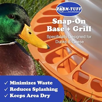 FARM-TUFF Top-Fill Duck Waterer, 7 Gallon Durable BPA-Free Plastic Poultry Waterer with Wide Base & Splash-Reducing Design