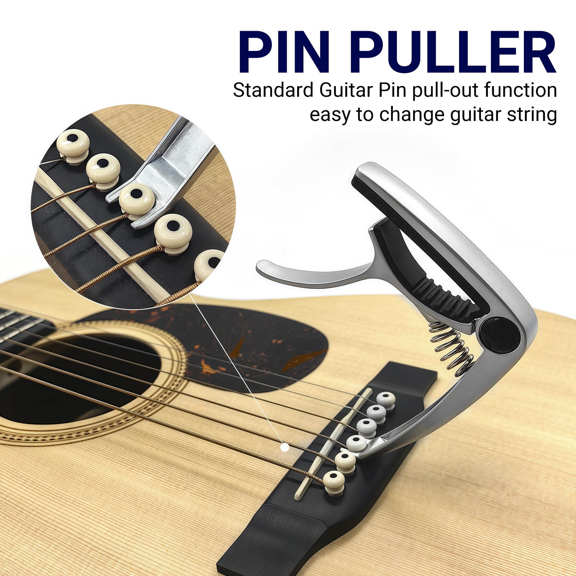 Musiin Guitar Folk Ukulele Capo Electric Guitar Accessory Professional Durable Metal Capo(Silver) - Image 4