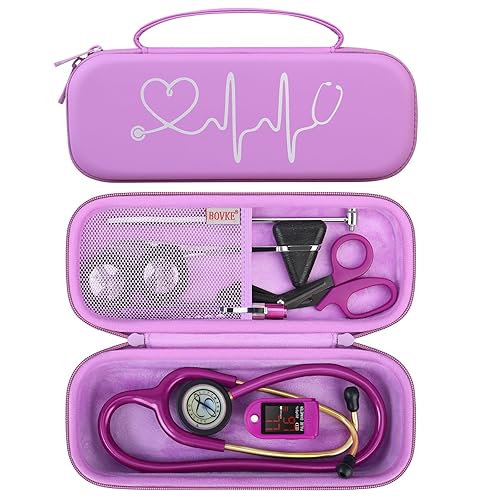 Miniatura 8 de BOVKE Estuche para estetoscopio de viaje para 3M Littmann Classic III ligero II SE estetoscopios ligeros acústicos MDF bolsillo de malla para luces