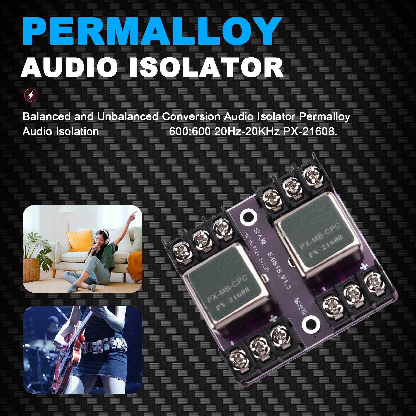 Transformateur D'Isolation Audio Haute Qualité -21608 pour Studio et Audio Domestique, 600:600 Ohms, 20 Hz-20 KHz