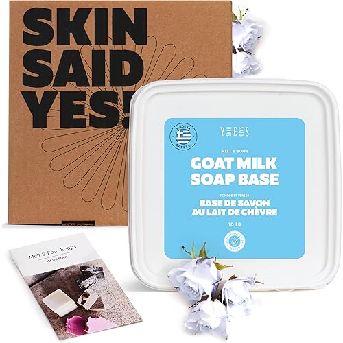 Skin Said Yes 10Lb Goat Milk Soap Base - SLS/SLES Free, No Palm Oil, Organic - Melt and Pour Goats Milk Soap Making Supplies - All Natural, Gentle on Skin, Moisturizing, Perfect for DIY Projects