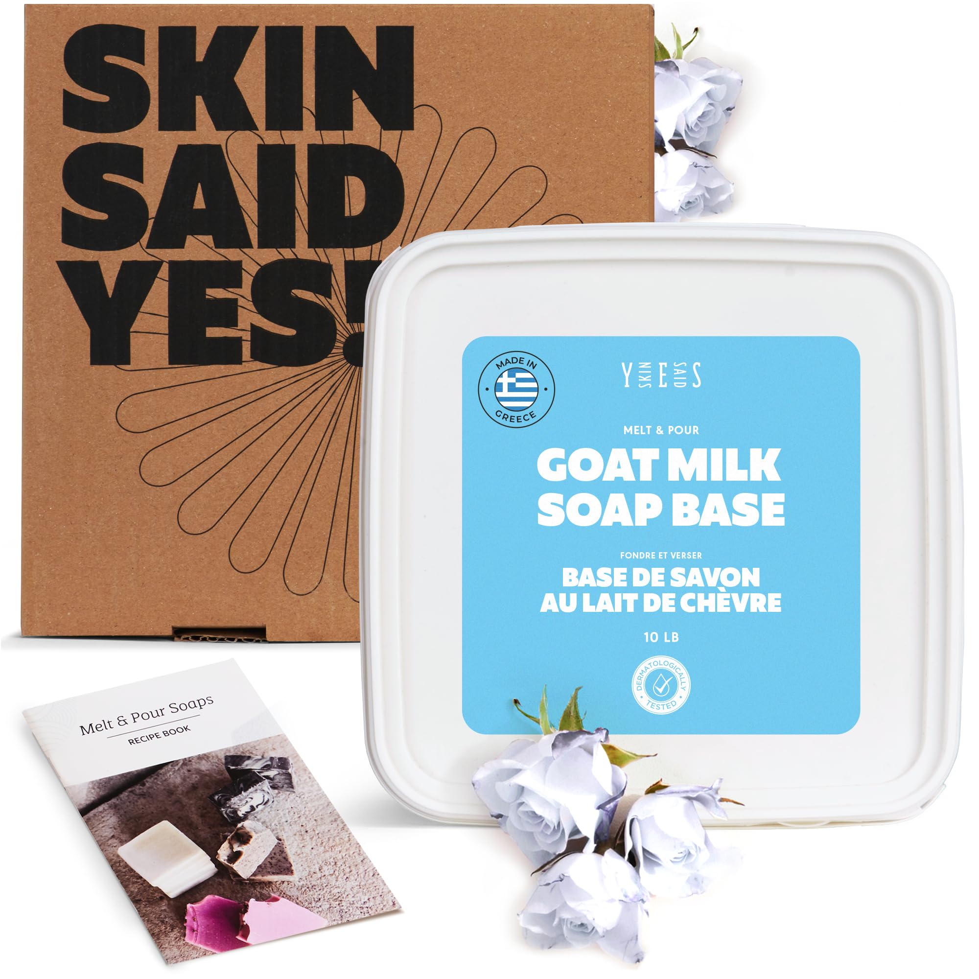 Skin Said Yes 10Lb Goat Milk Soap Base - SLS/SLES Free, No Palm Oil, Organic - Melt and Pour Goats Milk Soap Making Supplies - All Natural, Gentle on Skin, Moisturizing, Perfect for DIY Projects