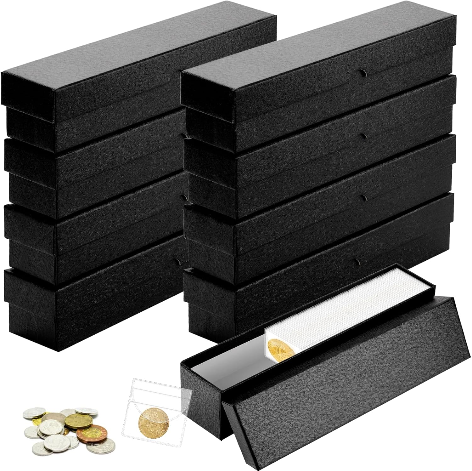 8PCS Coin Storage Box Coin Holders 2×2 Inch Coin Protector Boxes for Collectors Protect Gasket Coin Case Cardboard Coin Collecting Supplies Coin Collection Boxes for Coins Jewelry Storage (Red)