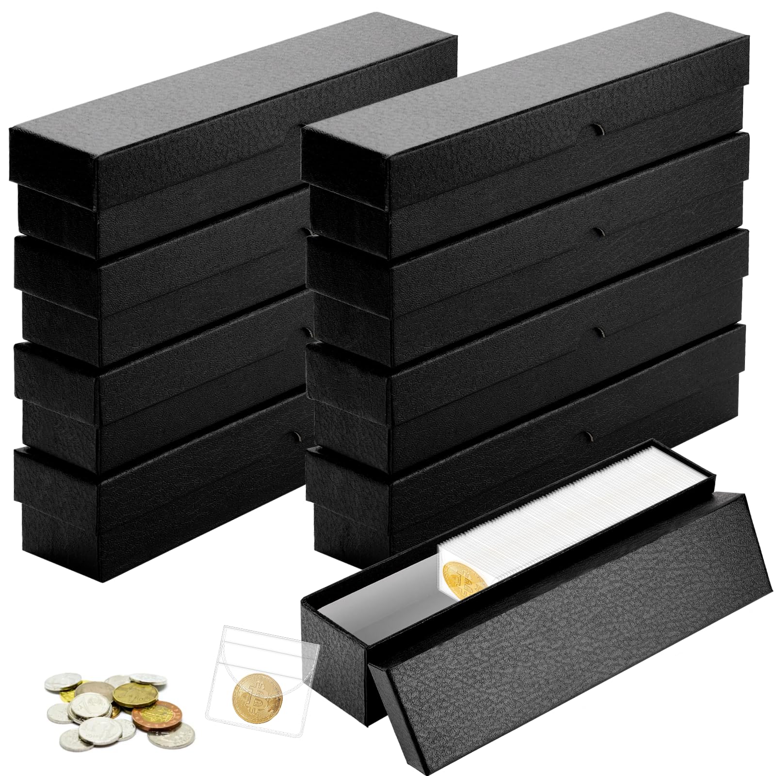 8PCS Coin Storage Box Coin Holders 2×2 Inch Coin Protector Boxes for Collectors Protect Gasket Coin Case Cardboard Coin Collecting Supplies Coin