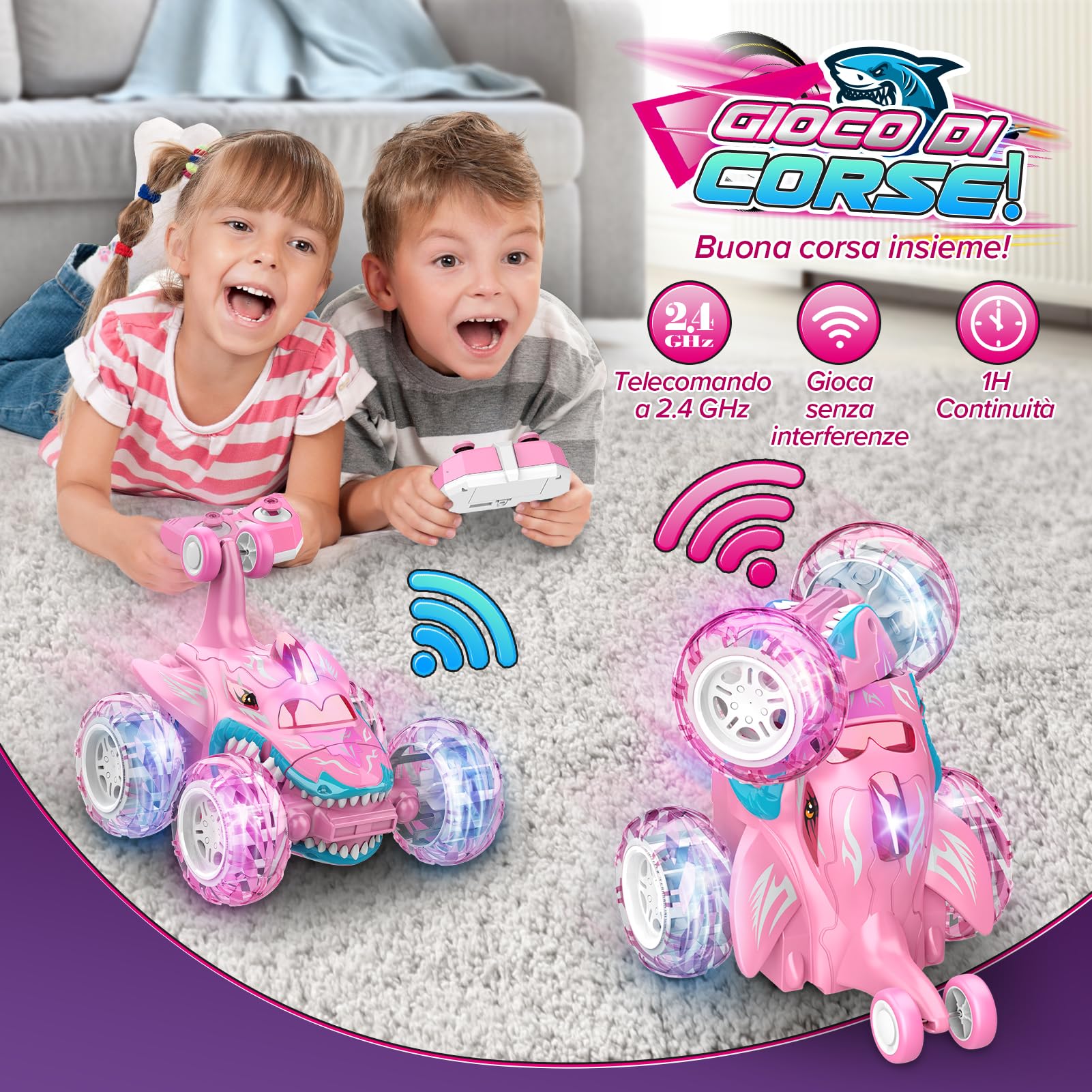 Dislocati Macchina Telecomandata per Bambina, Giochi Bambina 3 4 5 6 7 8 9 10 anni Regalo Bambina 4 5 6 7-9 anni Maschio Giocattoli Bambino 3-10 anni Monster Truck Macchine per Bambini Radiocomandata