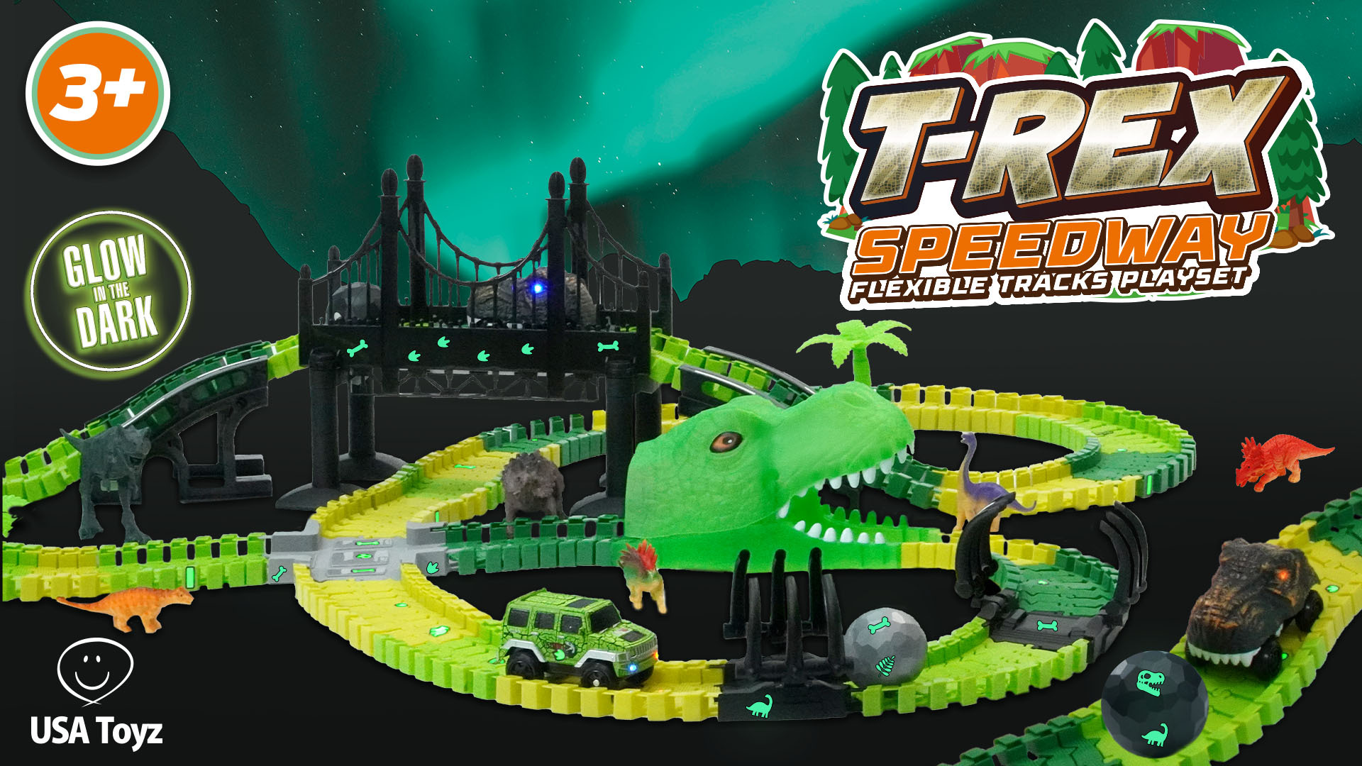 DEELUXE Track225 ＆　F2 Race Titanium セット Amazon.com: USA Toyz Dinosaur Race Tracks for Kids- 262pk Speedway
