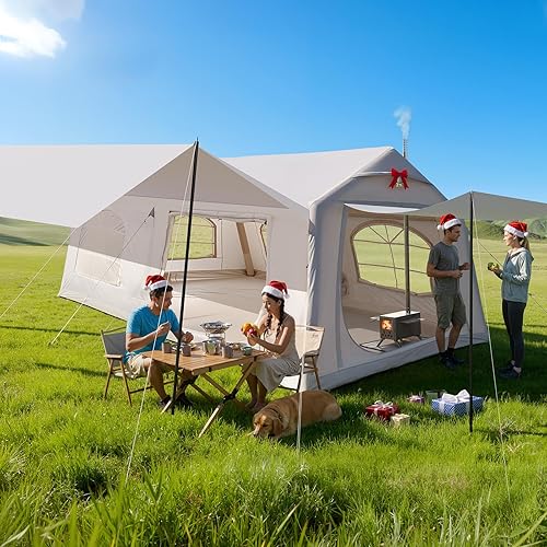 Tiendas inflables inflables para acampar, tienda impermeable Oxford caliente con bomba manual, amplia y fácil instalación inflable tienda de campaña