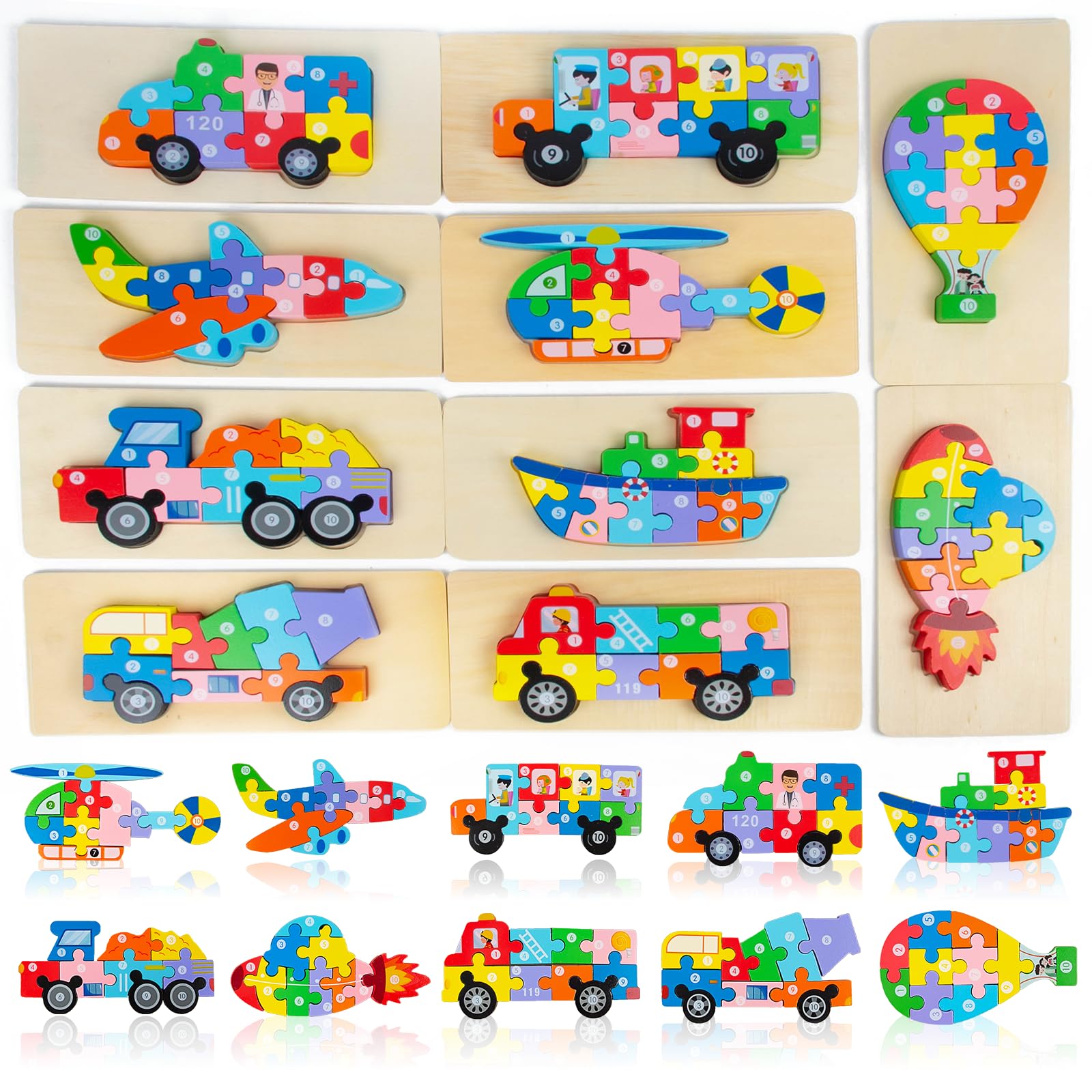 PEQUEE Wooden Puzzle for Toddlers Kids 3-4 -5-6-Year Old Learning