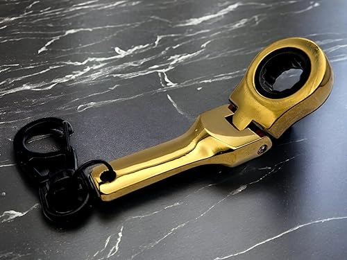 Miniatura 4 de GTRotors Llavero de llave de trinquete de oro de 0.394 in (bono gratis llavero de juguete)