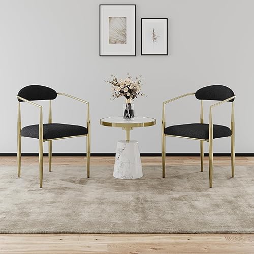 Miniatura 2 de Dining Chairs Set of 2, Modern Kitchen Dining Room Chairs with Round Backrest and Black Metal Legs, Table & Chair Sets for Home Decor,2pcs