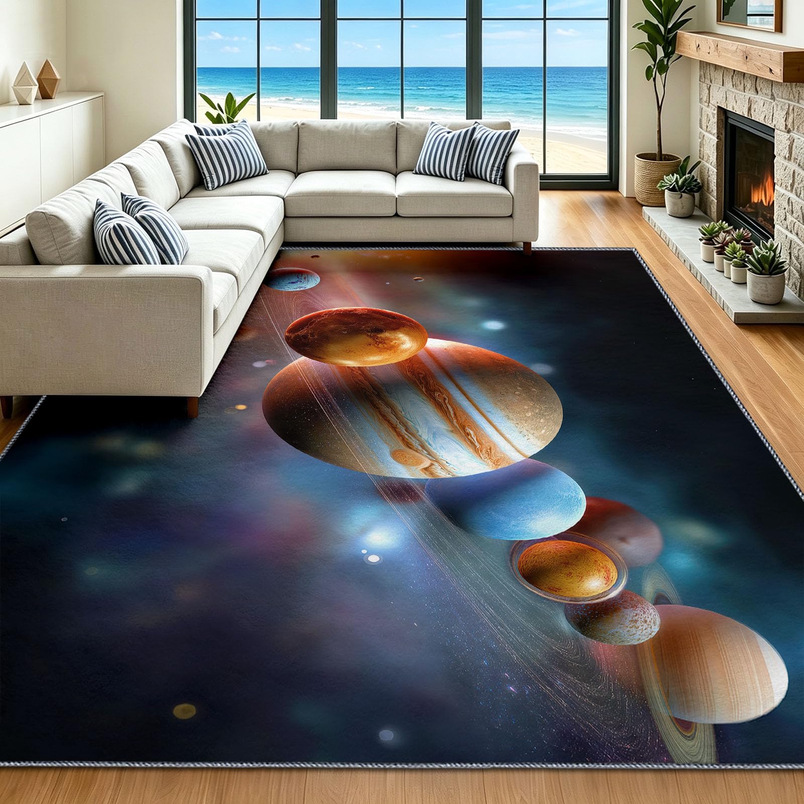 Dywany do sypialni, salonu, 140 x 200 cm, wszechświat, planeta, galaktyka, super miękki dywan z krótkim włosiem, kosmos, science fiction, nie gubi włosia, dywan do jadalni, łatwy do czyszczenia