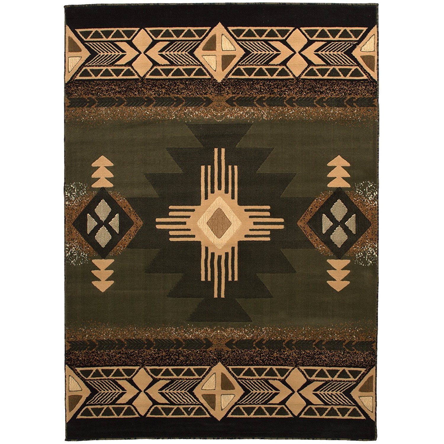 Champion Rugs Southwest Native American Area Rug Carpet Sage Green Design #CR147 (8 Feet X 10 Feet)