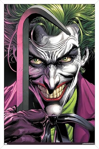 Trends International DC Comics The Joker - Póster de pared con barra de palanca, 14.72 x 22.37 pulgadas, versión enmarcada en blanco