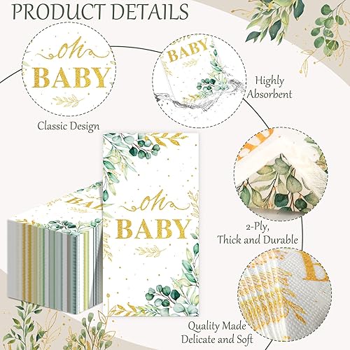 Miniatura 3 de Servilletas de eucalipto, toallas de mano de salvia floral, toallas desechables de hojas para baño, cocina, fiesta de hojas de verano, novia, baby