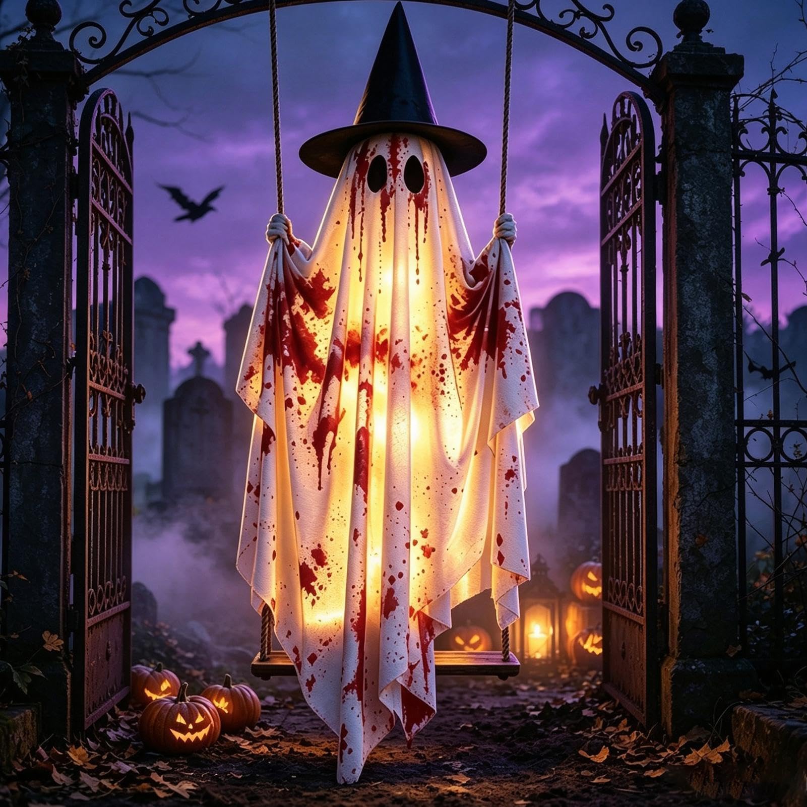 Decorazioni Halloween Fantasma Da Esterno Decorazione luminosa portico | Fantasma spaventoso oscillante cortile per Giardino Portico Cortile Patio Ramo d'Albero Grondaia Festa Casa Appartamento