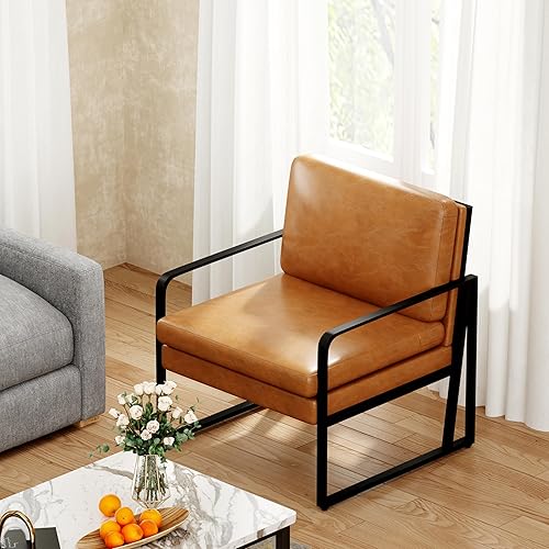 Miniatura 37 de ALISH Sillas decorativas, sillón tapizado, sillas modernas para sala de estar, sillón de lino, sillas laterales de lectura con patas de metal para