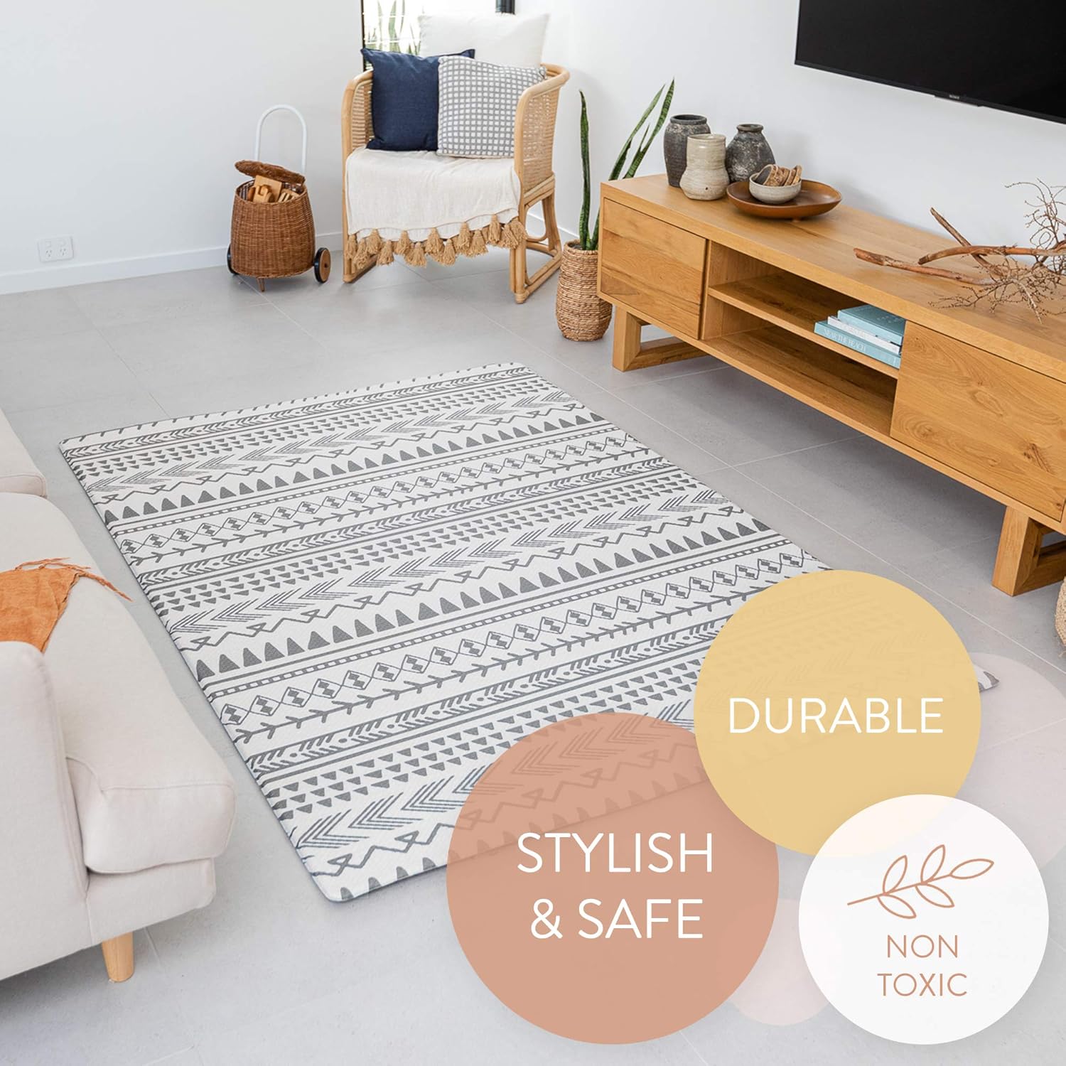 Berry Lane Baby Play Mat | Large 6.5 ft x 4.5 ft One-Piece Reversible Foam Floor Playmat | Tummy Time | Extra Soft & Thick | Non-Toxic | for Infants, Babies, Toddler, and Kids