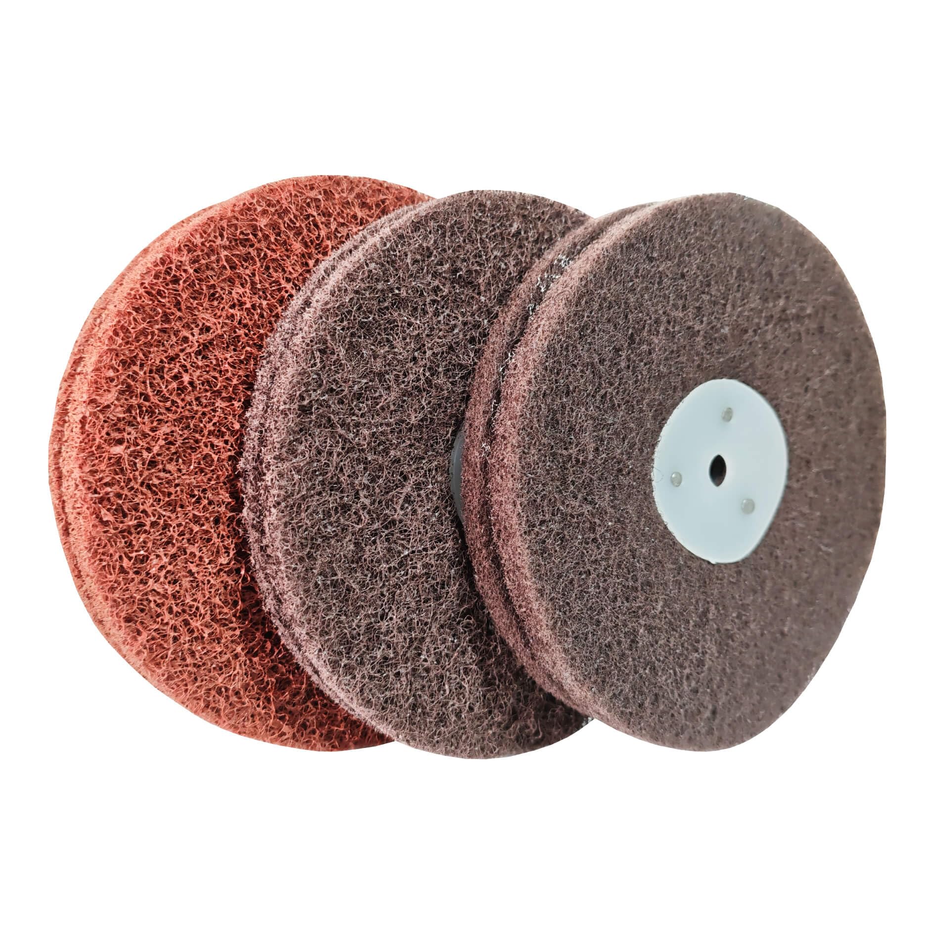 3PC 6 Inch x 2 Section Non Woven Abrasive Polishing Wheel Kit for Bench Grinder, 3/8 Inch Arbor Hole, Include Each 1PC Coarse, Medium and Fine