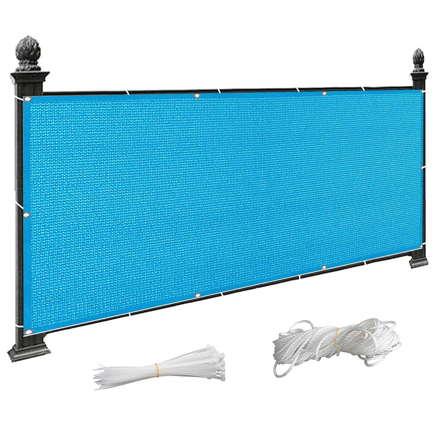 Osłona Balkonowa Osłona Balkonowa 135 x 340 cm Ochrona Przed Podglądaniem Balkon, Ogrodzenie, Ganek, Osłona Przeciwsłoneczna Z Dziurami Na Taras, Niebieski