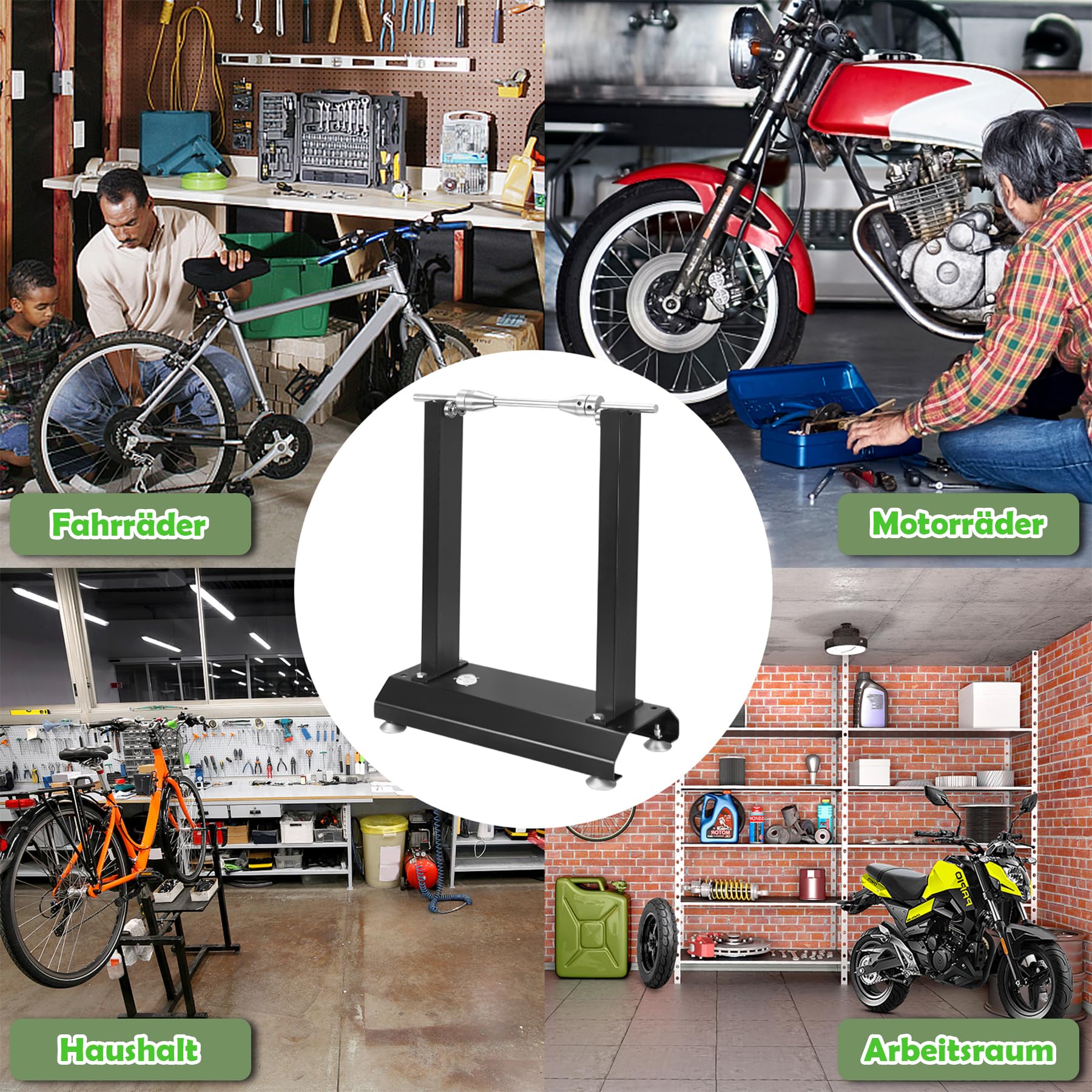 Froadp Macchina per il bilanciamento di pneumatici per moto, dispositivo di bilanciamento per pneumatici di moto, bilanciatore per motociclette con livella a bolla integrata e cono di centraggio