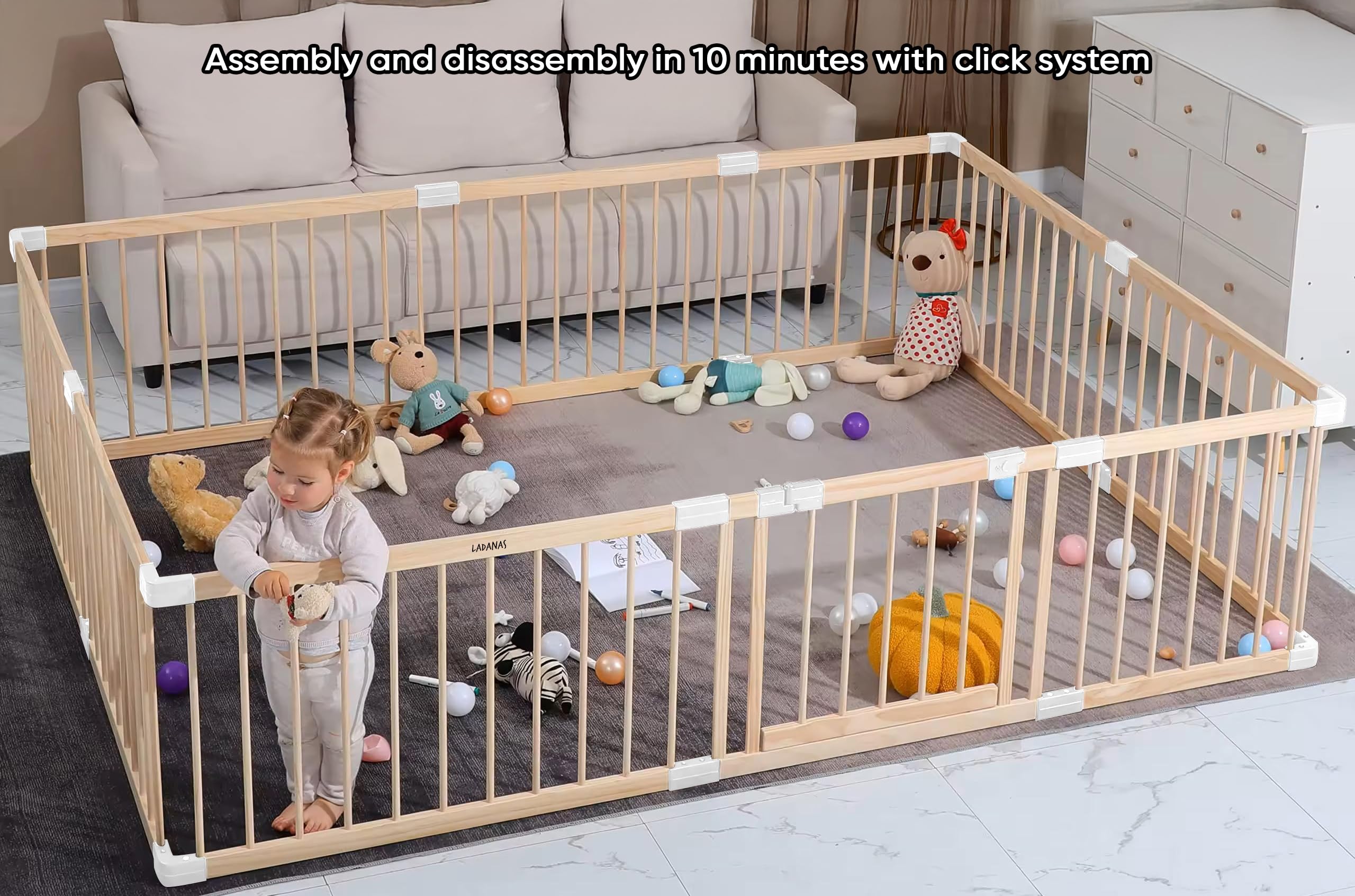 Parc Bébé Modulable 120x160 cm avec Tapis EPE 4 cm Porte Sécurisée