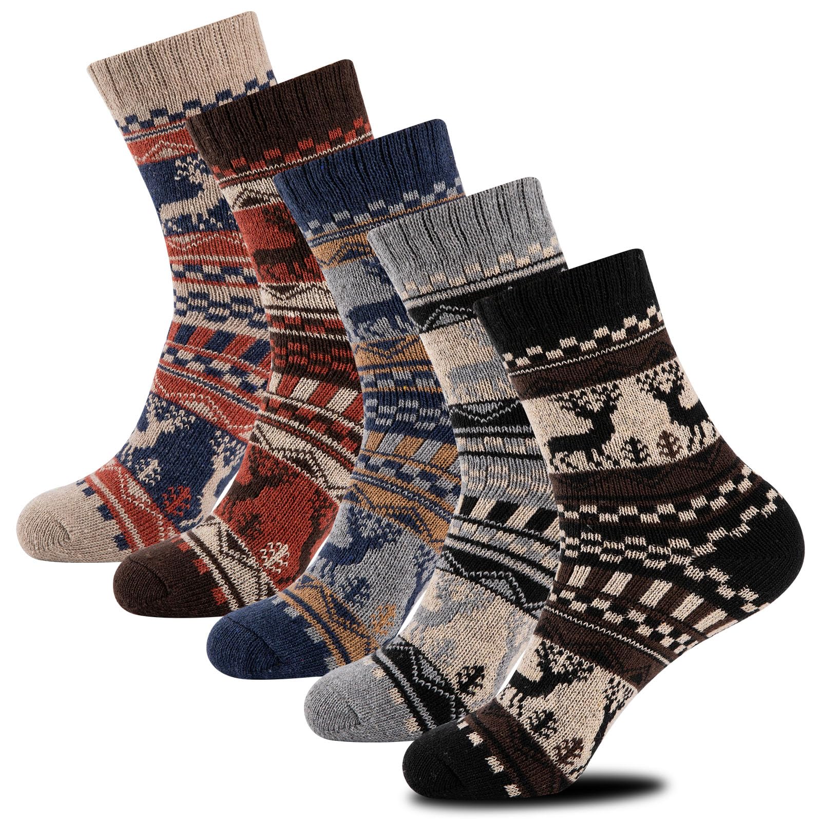 COOVAN Calcetines de lana para hombre, cálidos, de invierno, térmicos, gruesos, para clima frío, calcetines cómodos