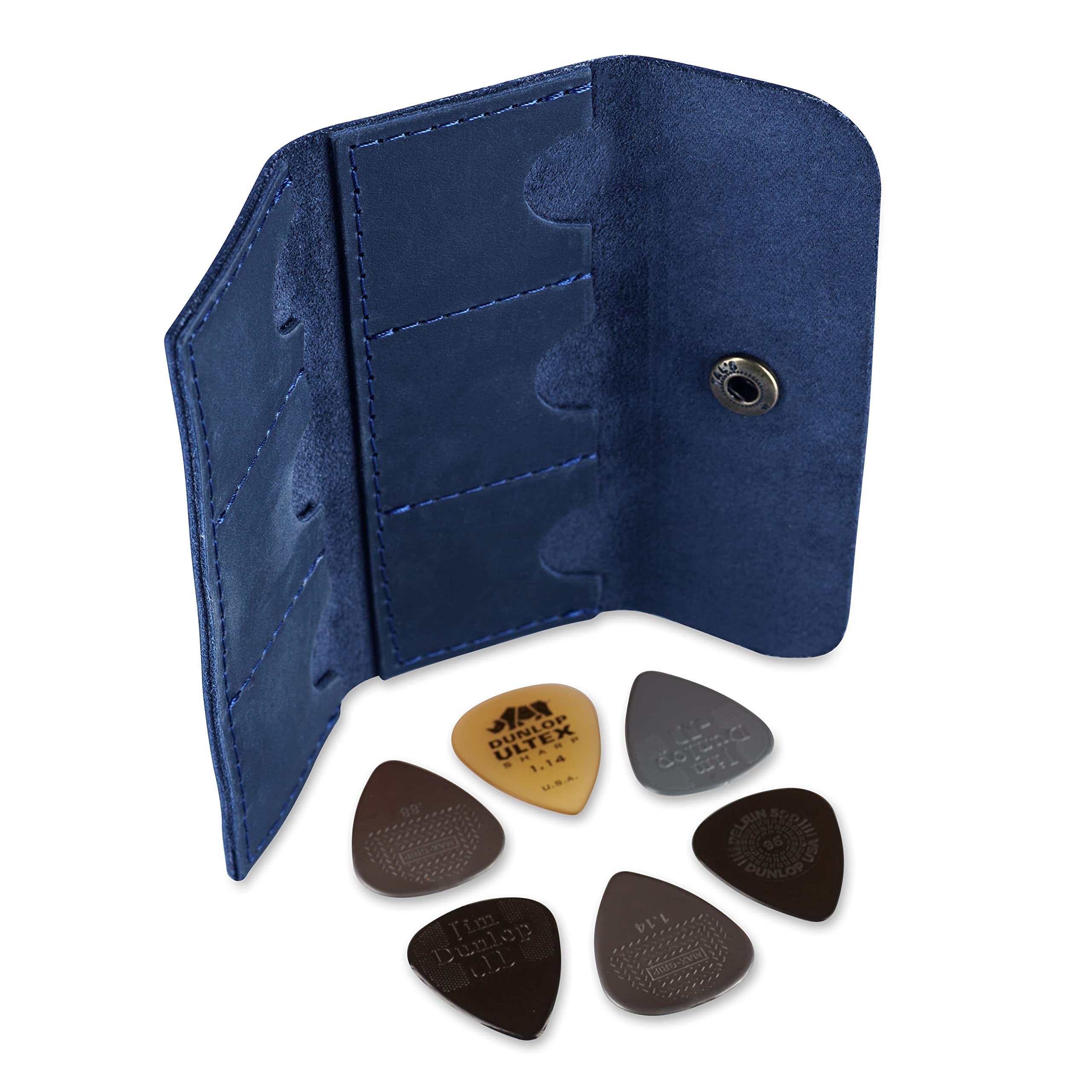 Soporte de piel para púas de guitarra, bolsa para púas de guitarra, bolsa para púas, regalo para guitarristas, Blue, Soporte para púas