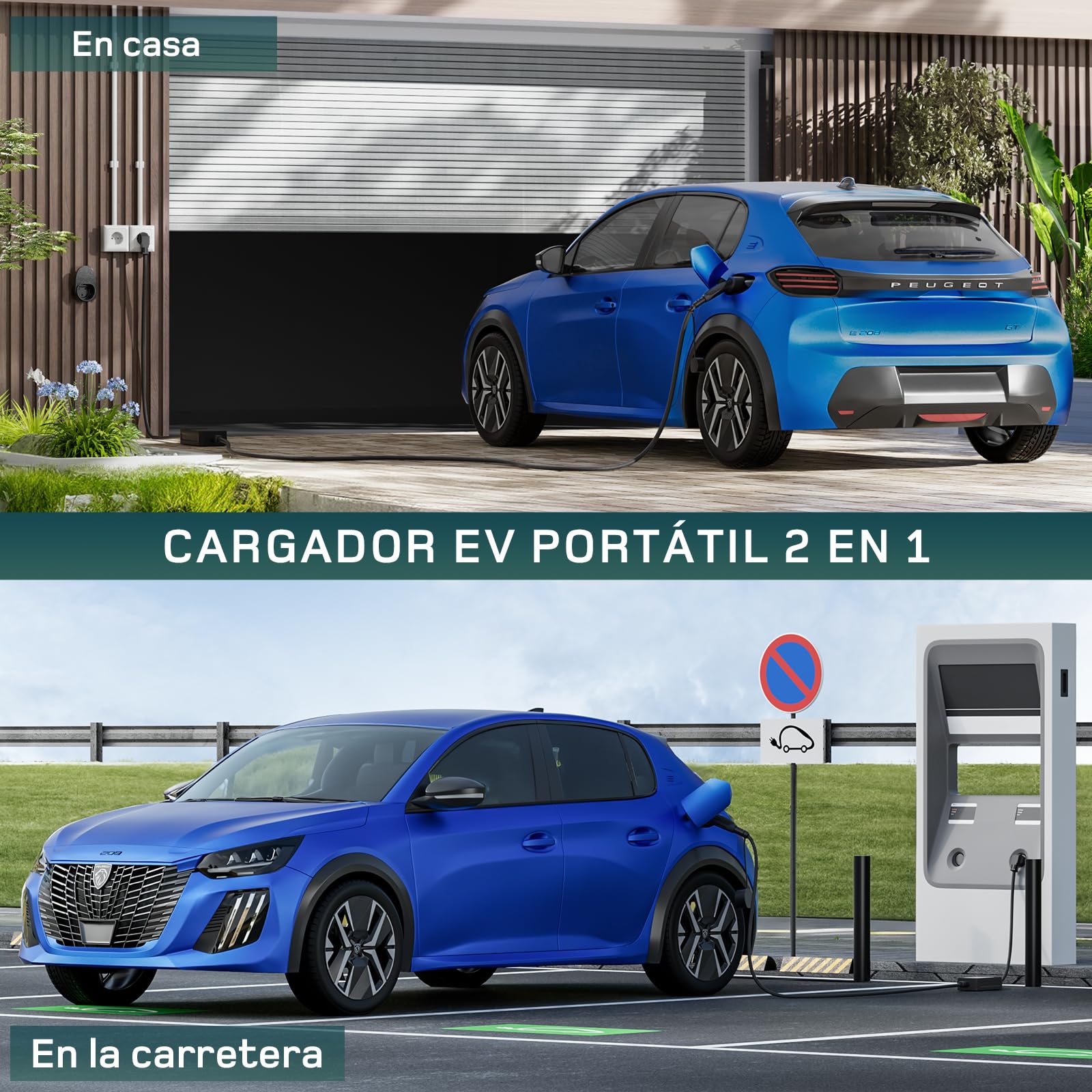 Cargador Coche Electrico 3,7kW [6m, 6/8/10/13/16A] dé Cargador Vehiculo Electrico Portátil con Pantalla Digital Controlable para Model Y/3, GLC, A250, GLA, Q3 y Otros EV/PHEV