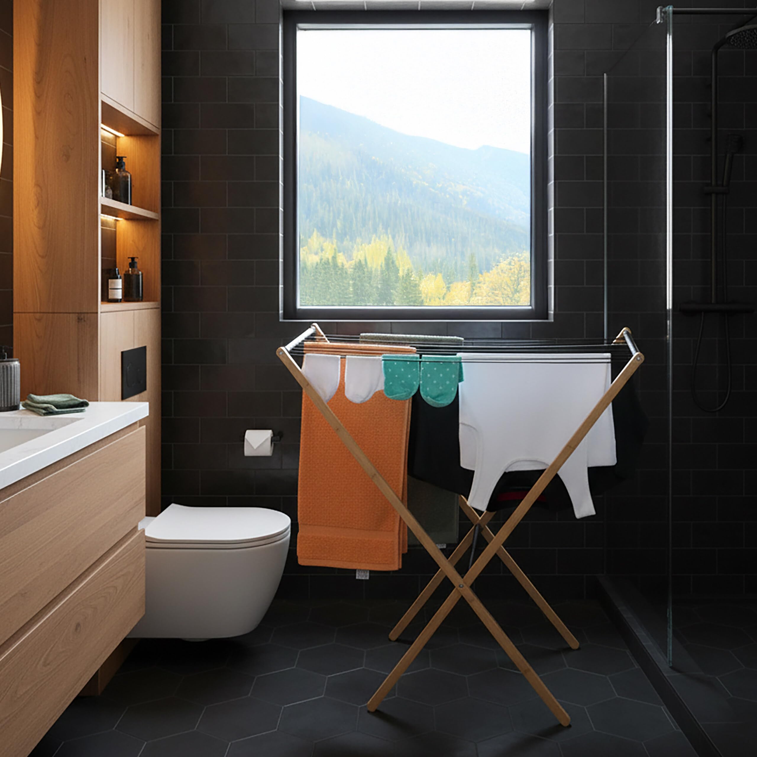 Relaxdays Stendino Pieghevole con 8 Aste Stendibiancheria per Vestiti, Stendi Panni, 77x79x49 cm