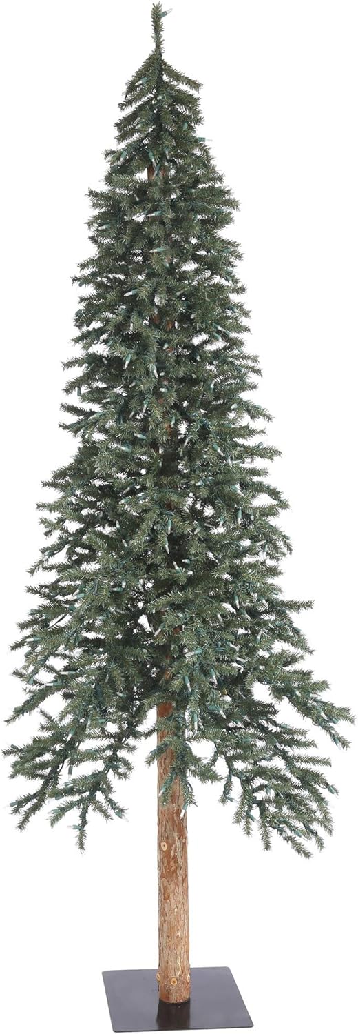 Vickerman 9' Natural Bark Alpine Artificial Christmas Tree Unlit, Faux Christmas Tree, Seasonal Indoor Home Decor