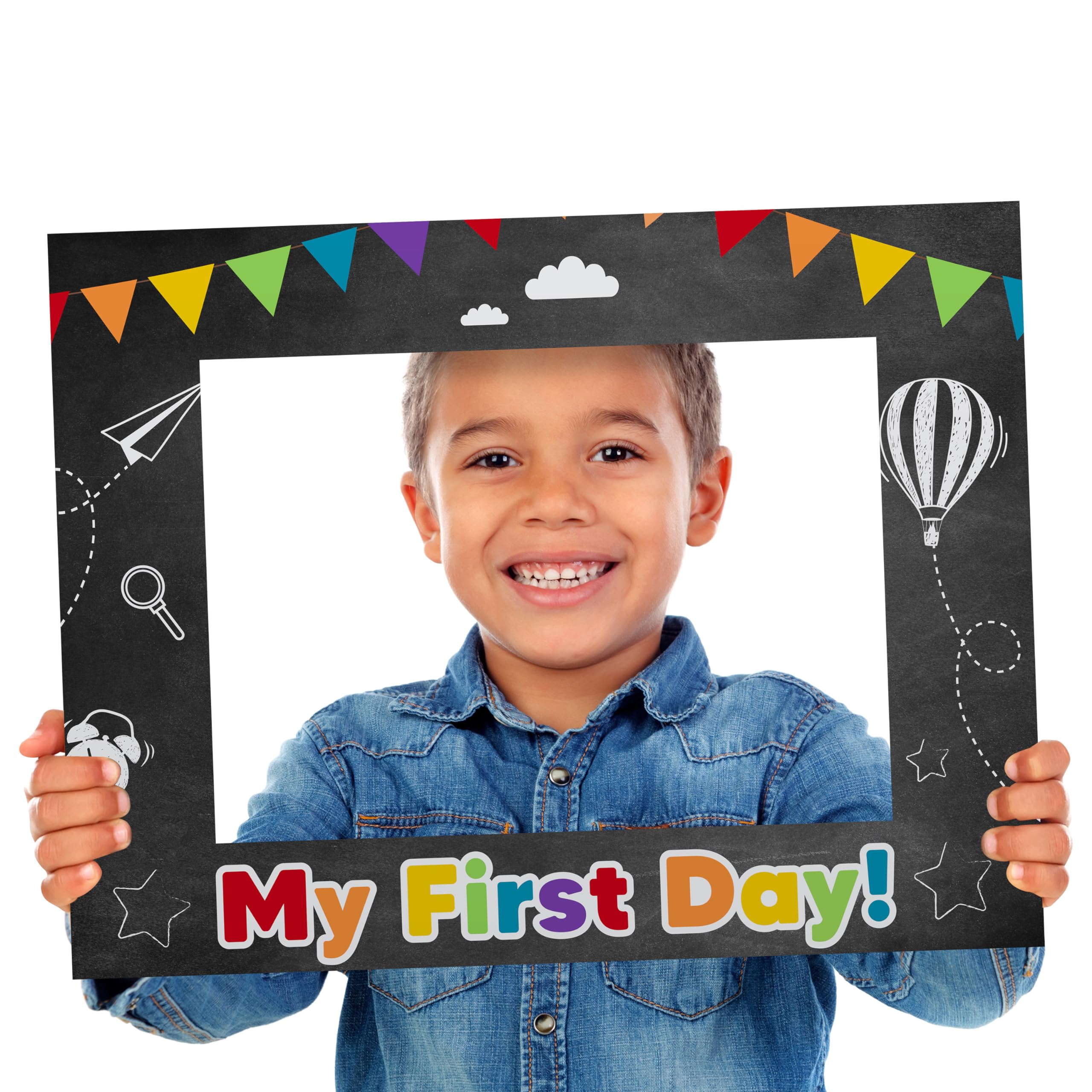 (1 pc) Astrobrights Classroom Photo Op Frames, 22" x 15", Double-Sided, My First Day + 100th Day, 1 Each (91085)